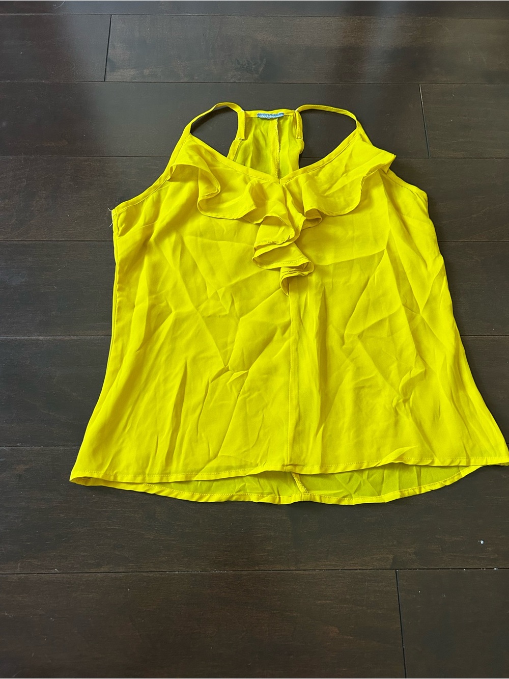 Charlotte Russe Bright Yellow Ruffle Front Tank